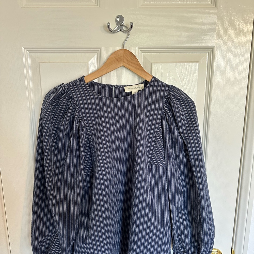 Treasure & Bond Navy Striped Blouse